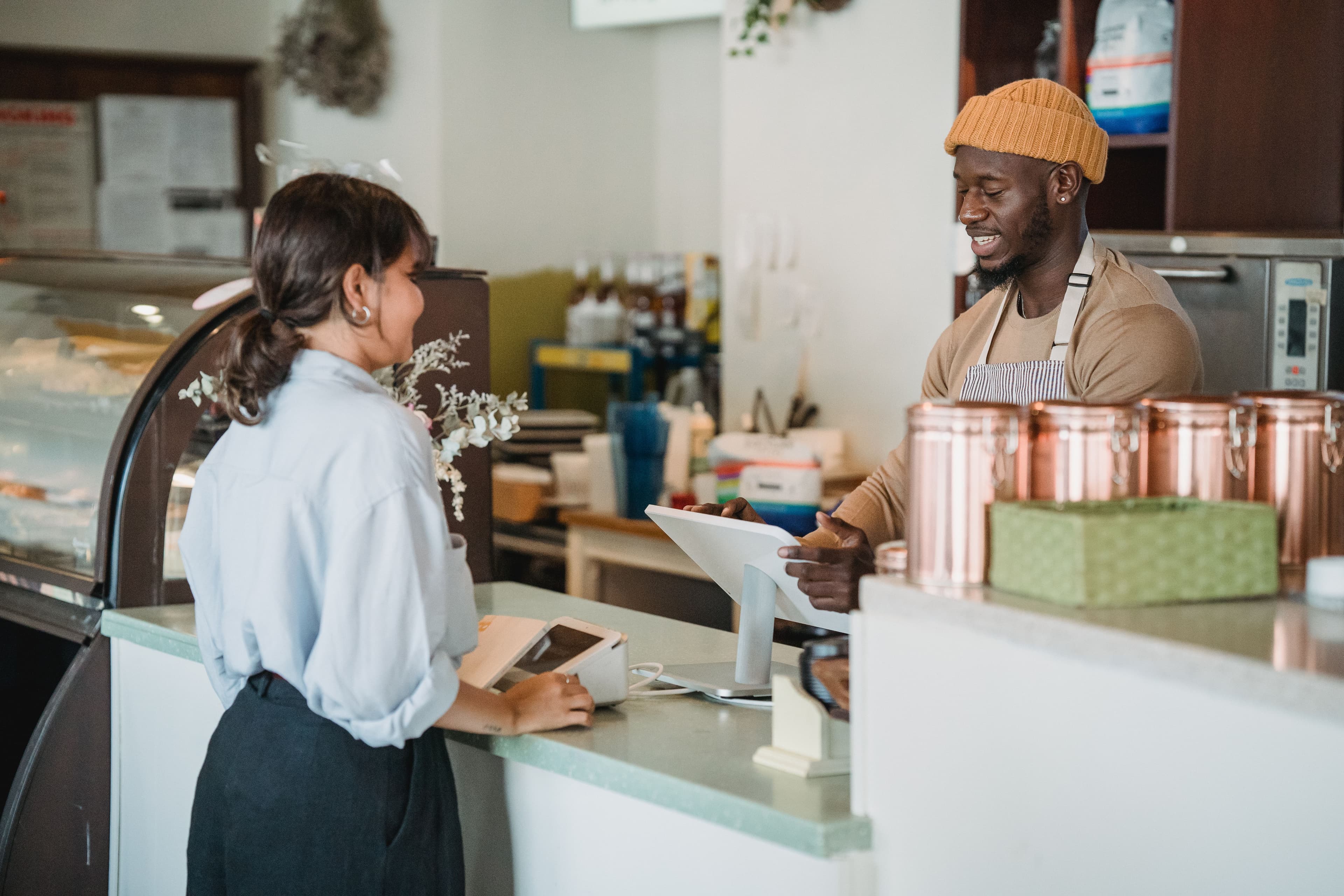Restaurant staff managing orders
